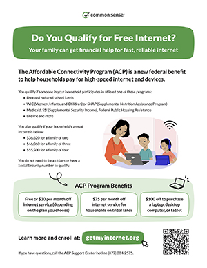 Common Sense Media flyer on Connectivity